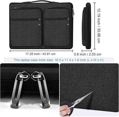 Hseok Ultra-Slim Laptop Case 17 17.3 inches Sleeve Protective PC Briefcase for Commuting and Business Trip，Black