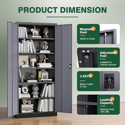 Letaya Metal Garage Storage Cabinets with Lock Door and Adjustable Shelves, Steel Tool Cabinets for Home,Office,Warehouse Organisieren (Black Gray)