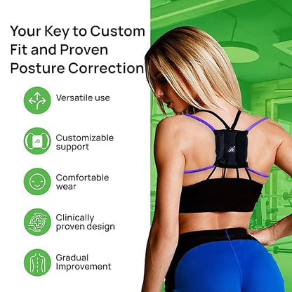 PRIMEKINETIX PostureMedic Dynamic Posture Corrector - Active Resistance Training System for Upper Back Strengthening & Shoulder Alignment - Stretches Chest, Strengthens Back - Doctor Recommended - Size S (Purple)