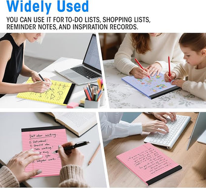 6pcs Legal Pads 8.5 x 11, Notepads 8.5 x 11 Inch, Color Note Pads Clear Print Writing Pads of Paper, Memo Pads , Perforate Legal Notepads Paper , Wide Ruled Lined with Sturdy Back,30 Sheets/Pack