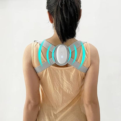 Smart Posture Corrector, Upper Back Brace with Vibration Intelligent Posture Reminder, Posture Trainer for Women/Kids/Men, Prevent Humpback, Help to Keep Right Posture to Develop a Good Habit (Gray)