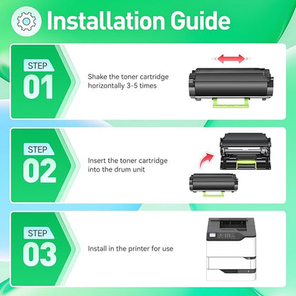 58D1X00 Toner Cartridge with Chip 1-Pack Black Extra High Yield Compatible Replacement for Lexmark MS725 MS821 MS822 MS823 MS824 MS825 MS826 MX721 MX722 MX725 MX822 MX824 MX826 Laser Printer Ink dn