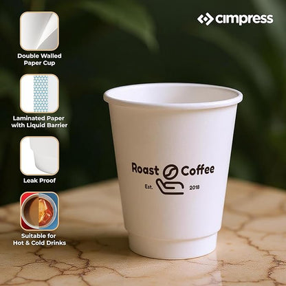 Custom Disposable Paper Coffee Cups, 12oz, Pack of 200, Add Your Logo or Text, Double Walled, Leakproof for Hot and Cold Drinks, Perfect for Christmas Parties or other Festive Events
