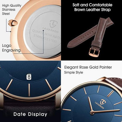 BEN NEVIS Watch, Mens Watch, Minimalist Fashion Simple Wrist Watch Analog Date with Leather Strap