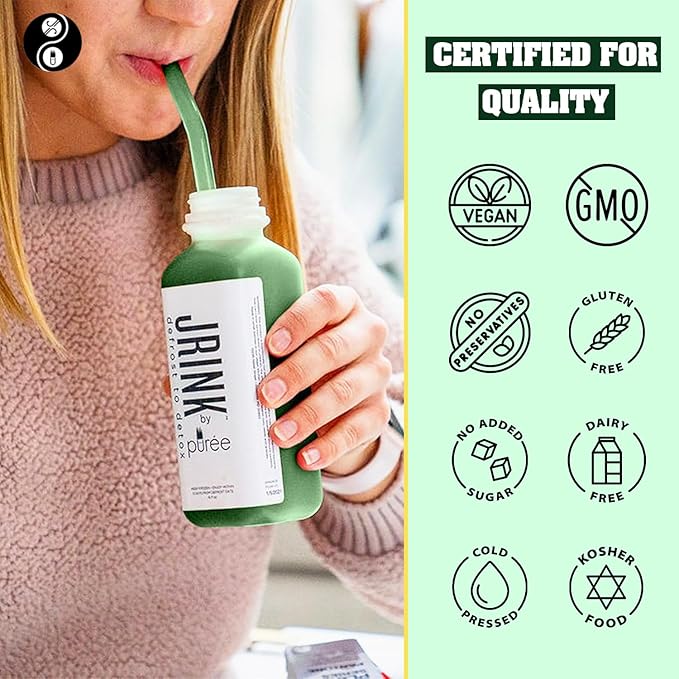 JRINK by Purée Organic Cucumber Juice, Cold Pressed Detox Drink, Healthy Cleanse with No Preservatives, Fresh Raw Juice in HDPE Bottles, Organic Fruit and Vegetable Cleanse Beverage, 16oz, Pack of 24