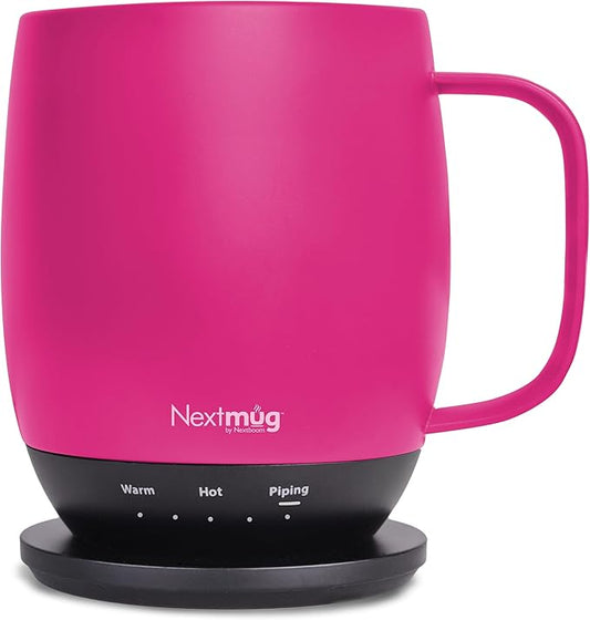 Nextmug - Temperature-Controlled, Self-Heating Coffee Mug (True Pink - 14 oz.)