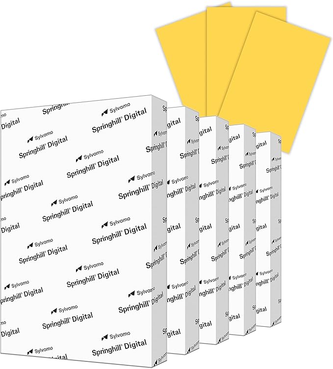 Springhill 11” x 17” Goldenrod Copy Paper, 24lb Bond/60lb Text, 89gsm, 2,500 Sheets (5 Reams) – Colored Printer Paper with Smooth Finish – Versatile and Flexible Computer Paper – 024047C