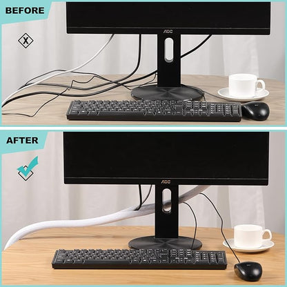 AGPTEK Cable Sleeve Cover, 10ft - 1 inch Cord Management Wire Organizer Under Desk, Home Office Computer Wire Cover Hider Cord Protector, Protect Pet Cat Dog from Chewing, White