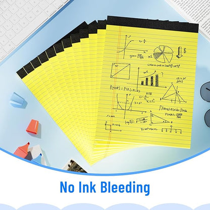 12pcs Legal Pads 8.5 x 11, Notepads 8.5 x 11 College Ruled Notebook, Writing Pads of Paper,Yellow Note Pads, Memo Pad Papers Perforate Legal Notepads Narrow Ruled Line,30 Sheets/Pack