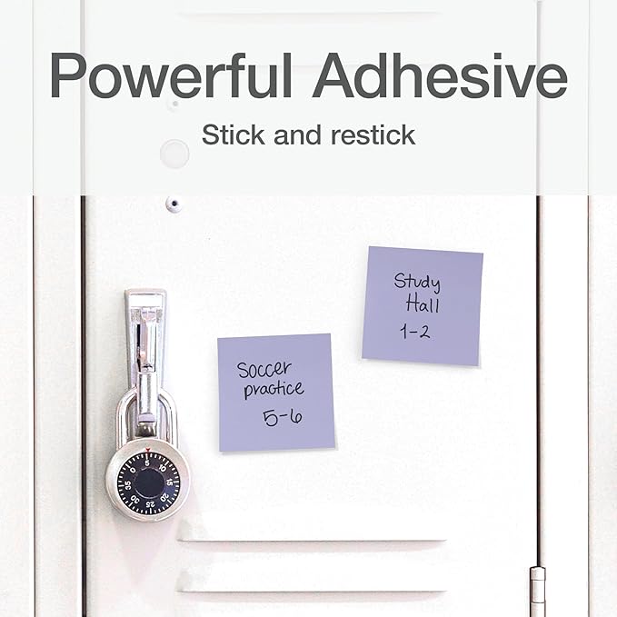 Redi-Tag Sticky Notes, Power Stick Notes, Adhesive Reminders, 3" x 3" Reusable, Strong Adhesive Memos, Assorted Bright Colors, (1000978) (Pack of 192)