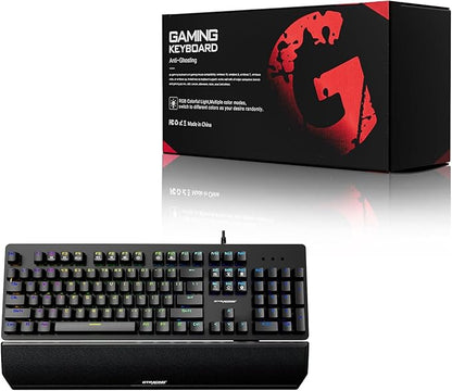 GTRACING Mechanical Gaming Keyboard Typewriter with Wrist Rest, RGB Lighting, Tactile Mechanical Switches, Programmable Macro Keys for Laptop MAC PC Gamer-Blue Switch
