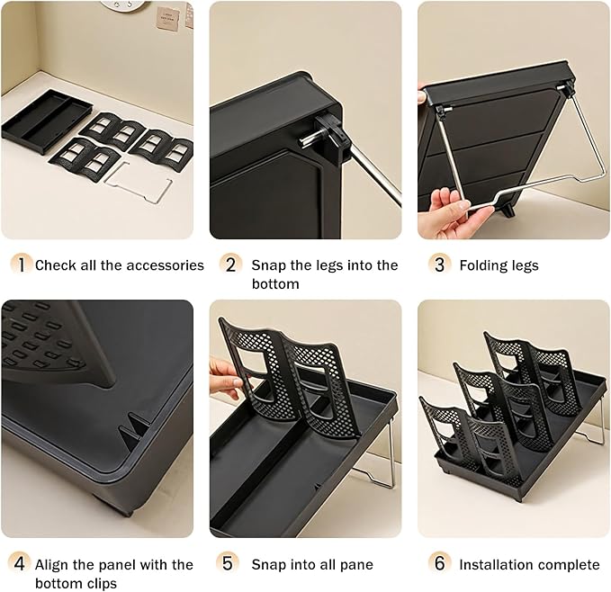 Paper Cup Dispenser, Cup and Lid Holder with 6 Slots, Disposable Coffee Cup Storage Organizer for Countertop, Office, Home, Breakroom, Restaurant, Coffee Station (Black)