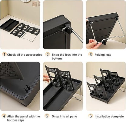 Paper Cup Dispenser, Cup and Lid Holder with 6 Slots, Disposable Coffee Cup Storage Organizer for Countertop, Office, Home, Breakroom, Restaurant, Coffee Station (Black)