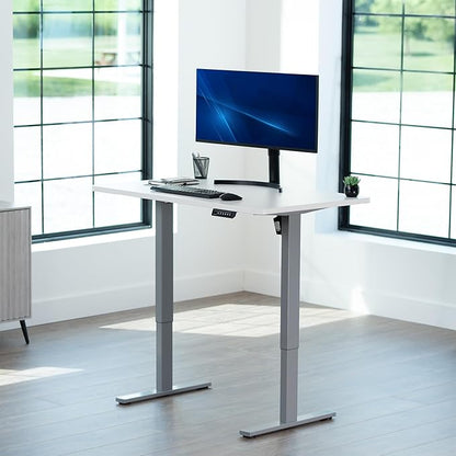 VIVO Electric 48 x 30 in Standing Desk, Memory Height Adjustment, 1B Series, One-Piece White Top, Gray Frame, DESK-KIT-1G5W