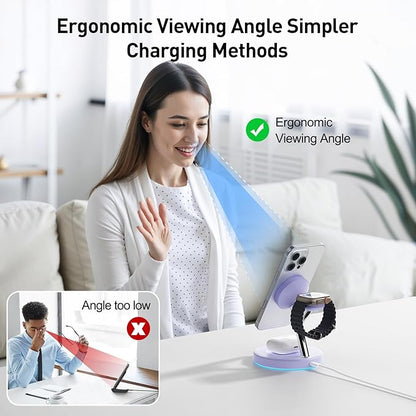 New 3 in 1 Charging Station for Apple Compatible with Magsafe Charger Stand for iPhone 17 16 15 14 13 12 Wireless Charging Station for AirPods Wireless Charger for iWatch Series