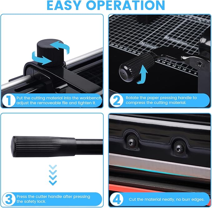 Heavy Duty Paper Cutter for A4 Paper, Guillotine Paper Cutter 12 Inch, 400 Sheet Capacity, Solid Steel Construction