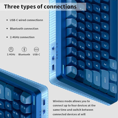 nuphy Halo75 V2 Mechancial Gaming Kyeboard,75% Wireless Hot Swappable Bluetooth Keyboard,83 Kyes RGB Backlit Keyboard,Support Bluetooth/2.4GHz/USB-C (Blue, Lemon (55gf))