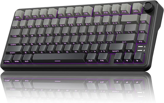 RedThunder K75 Wireless Mechanical Gaming Keyboard, 75% Hot Swappable Creamy Keyboard with Knob, RGB Backlit, Pre-lubed Linear Switches, Side Printed PBT Keycaps, Wireless/Wired/BT5.0 Connection Mode