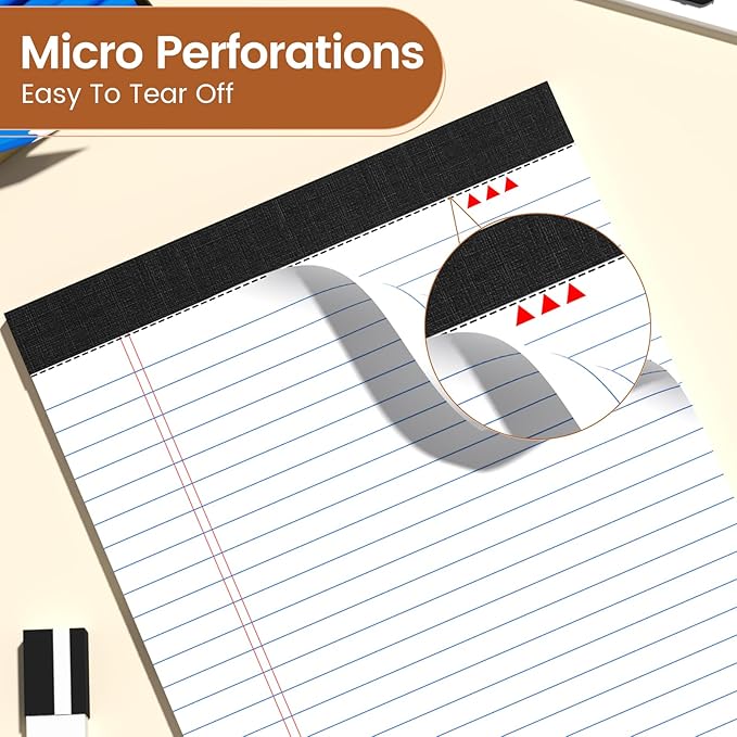 Legal Pads 8.5 X11.75, Narrow Ruled Notepads, 24 Pack, 30 Sheet/Pad, White Legal Pads, Tear Off Notepad, Perforated Writing Pad, Notebook Paper College Ruled, Notepads for Office Home School, Notepad