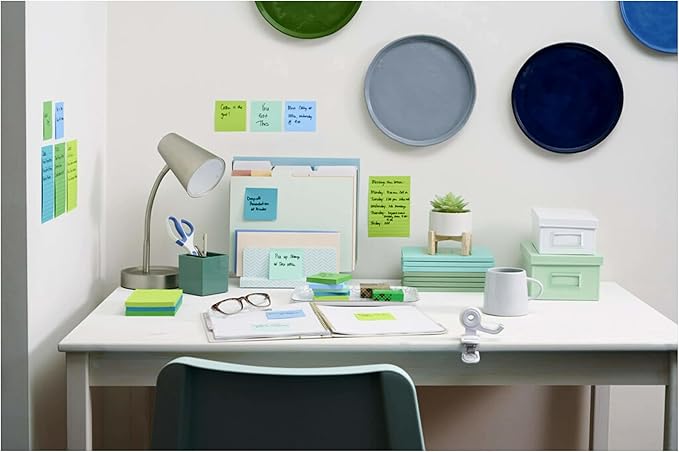 Post-it 100% Recycled Paper Super Sticky Notes, 3 in. x 3 in., 24 Pads, 70 Sheets per Pad, Oasis Collection, School Supplies and Office Products (Pack of 8)