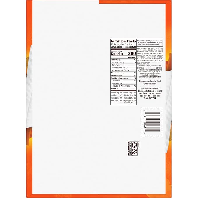 Goldfish Cheddar Crackers, 1.5 oz. Snack Packs, 30 Count