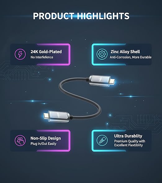 Fiber Optic USB C to USB C Cable(33ft),Slim Long Extension High Speed 10Gbps USB 3.2 Active Optical Compatible with Webcams,Cameras,AR/VR for Video Conference,Data Center