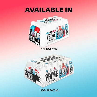 PRIME HYDRATION Variety - Blue Freeze, Cherry Freeze, ICE POP Sports Drinks, Electrolyte Enhanced for Ultimate Hydration, 250mg BCAAs, B Vitamins, Antioxidants, Low Sugar, 12 Fl Oz, 15 Pack