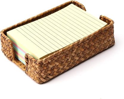 4 x 6 Inch Sticky Note Holder,Seagrass Post It Note Dispenser,Woven Sticky Note Dispenser,Farmhouse Style Post It Holder for Home Office Desk Decor,Caramel