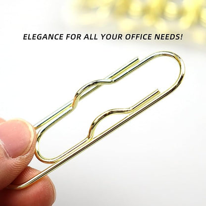 18 PCS 2.75 Inch (70mm) Paper Clips Gold Rust Resistant Metal Strong Pen Clip Style Paperclips for Office School Documents
