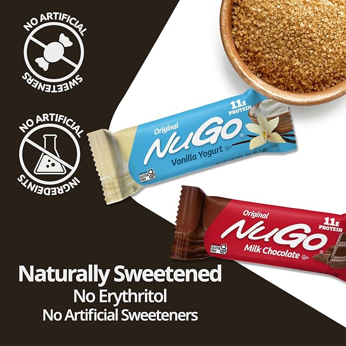 NuGo Original Variety, Vanilla Yogurt 15 bars & Peanut Butter 15 bars, 11g Protein, Gluten Free, 30 Count