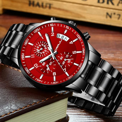 CRRJU Men's Fashion Stainless Steel Watches Date Waterproof Chronograph Wristwatches,Black Steel Band Waterproof Quartz Watch for Men