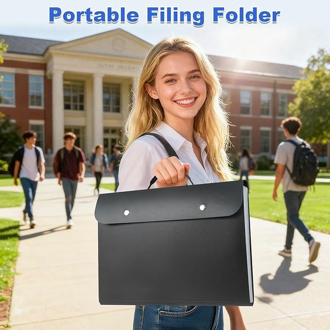 Expanding File Folder with Handle,13 Pockets Accordion File Organizer,Filing Box for Paper,Bills,Receipts,Taxes Organized,Letter/A4 Size Documents Holder for School,Office,Business Trip