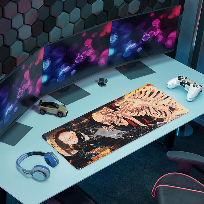 BELLEMOND Japanese Art Desk Mat | Large 31.5x11.8in Desk Pad | Mouse Pad for Keyboard & Mouse | Non-Slip Base, Water-Repellent, Smooth Precision | Yokai Rising