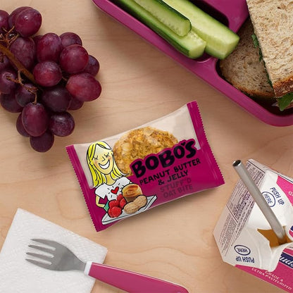 Bobo's Oat Stuff'd Bites, Peanut Butter & Jelly, 1.3 oz Bites (30 Pack Box), Gluten Free Whole Grain Snack, Vegan On-The-Go