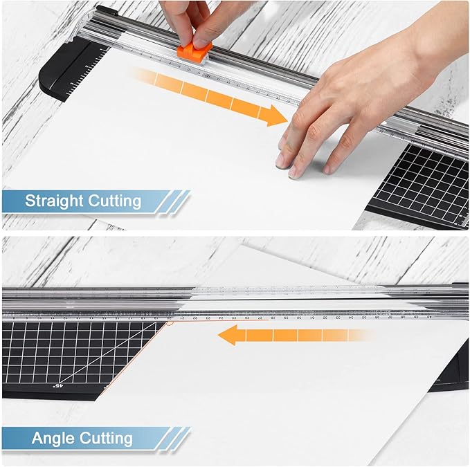 PATIKIL Paper Cutter A3 Stack Portable Paper Trimmer, 18" Length, 10-Sheet Capacity, Transparent Guide Ruler, Photo Vinyl Paper Cardstock Slicer Cutter for Office, Home