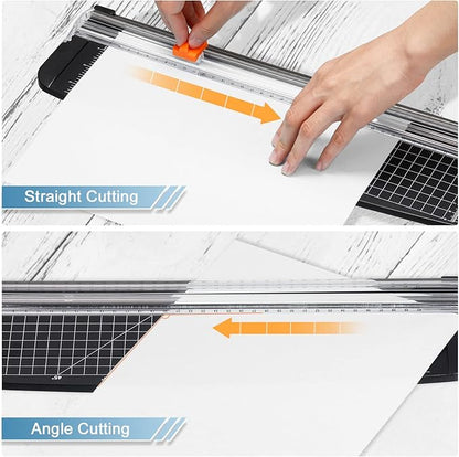 PATIKIL Paper Cutter A3 Stack Portable Paper Trimmer, 18" Length, 10-Sheet Capacity, Transparent Guide Ruler, Photo Vinyl Paper Cardstock Slicer Cutter for Office, Home