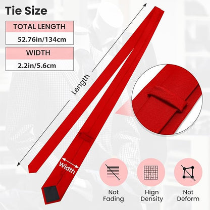 Boys Tie Solid Color Necktie for Age 12-14-16 Years Teen Wedding School Graduation with Gift Box