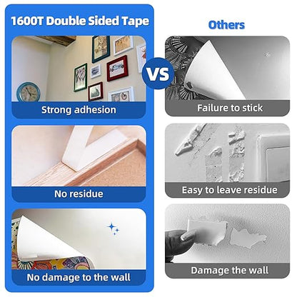 Double Sided Tape 2"×16.5Ft, Mounting Tape Heavy Duty No Residue, Removeable PE Foam Tape Strips, Extra Strong Adhesive Tape Waterproof for Walls Home Office Decor Crafts Paint Picture Poster