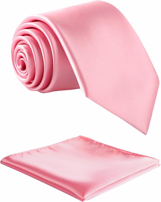 Mens Solid Satin Mens Tie With Hanky,Handmade Neckties For Men