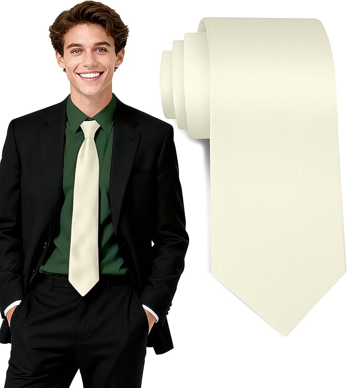 Fineknot Black Ties for Men, Formal Neckties for Men, Solid Color Mens Ties for Business, Wedding, Party, Mens Neck Tie
