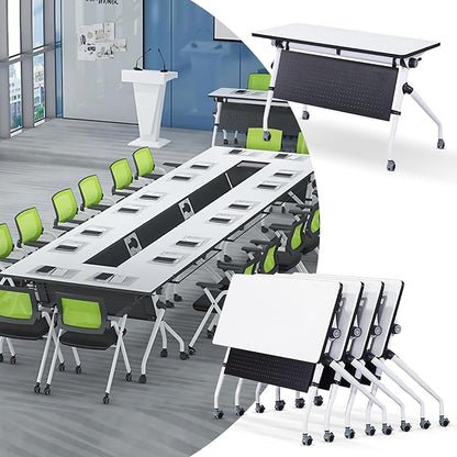 Conference Room Table, Folding Conference Table with Flip-Top Design, Mobile Seminars Dynamic Meetings Training Tables for Offices, Classrooms, and Meeting Room (6, 1908, 47.2)