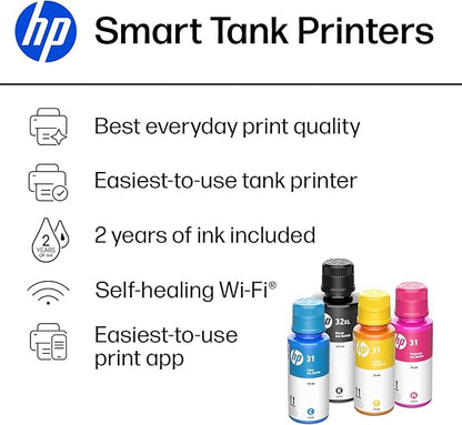 HP Smart Tank 6001 Wireless All-in-One Ink Tank Printer, Scanner, Copier with 2 years of ink included, Best-for-home, Refillable, AI-enabled (2H0B9A)