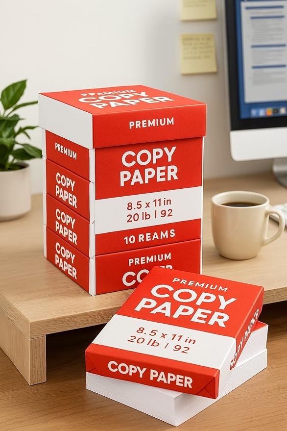 Copy Paper 8.5 x 11, 20 lb, 92 Brightness – 10 Ream Case (5,000 Sheets) | Premium Printer & Copier Paper for Office, School, Home | Jam-Free, Acid-Free, White Paper