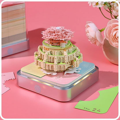 3D Time Piece Calendar 2026 DIY Calendars Tear Away Carving Art 3D Memo Pad Calendar With LED Lights sculpture artsy pads calendar notepad for Desktop Decor-Sky castle