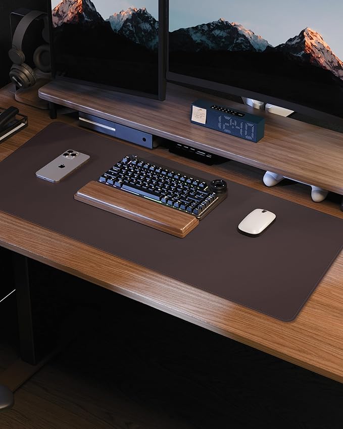 Non-Slip Desk Pad,Mouse Pad,Waterproof PVC Leather Desk Table Protector,Non-Slip PU Leather Desk Blotter, Easy Clean Laptop Desk Writing Mat for Office Work/Home/Decor(Coffee, 24" x 13.7")