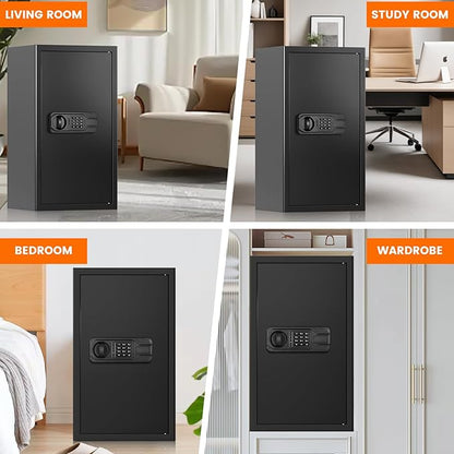 6.5 Cuft Large Fireproof Safe Box, Home Safe Water and Fireproof, Anti-Theft Digital Security Lock Box with Smart Alert System, Removable Shelf, Mute Function, Document Safes for Jewelry