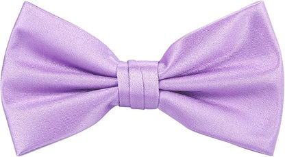 TIE G 5pcs Tie Set in WHITE OR BLACK GIFT BOX: Solid Color Necktie, Satin Bow Tie, Pocket Square, Lapel, Cuff Links