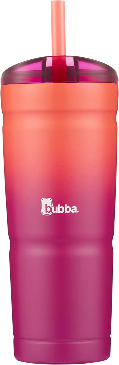 Bubba Envy S Vacuum-Insulated Stainless Steel Tumbler with Lid and Straw, 24 oz, Pink Sorbet