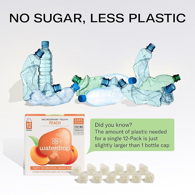 Waterdrop Hydration Cubes With Vitamin C, B Vitamins and Electrolytes, 6 Flavor Electrolyte Variety Pack, Flavored Water Enhancer Cubes for Still & Sparkling Water, Low Calorie, Sugar Free, 72 Count