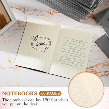 Mimorou 100 Pcs Kraft Notebook Journals 5.5 Inch x 8.3 Inch A5 Softcover Notebooks Bulk for Writing Sketch Office Notepad with 60 Pages 30 Sheets (Multicolor,Lined)(Grey,Lined)